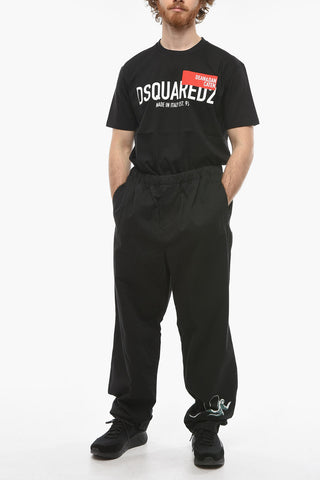 Relaxed-fit Trousers with Elasticated Waistband and Graphic Print