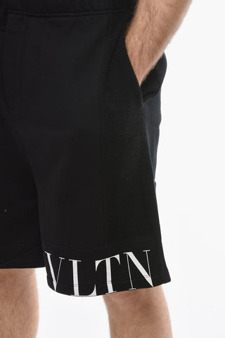 VLTN Shorts in Felpa a Tinta Unita con Stampa Logo a Contrasto