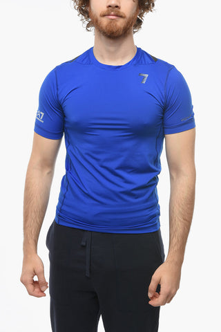 EMPORIO EA7 Technical Fabric Crew-neck T-shirt with Embossed Print