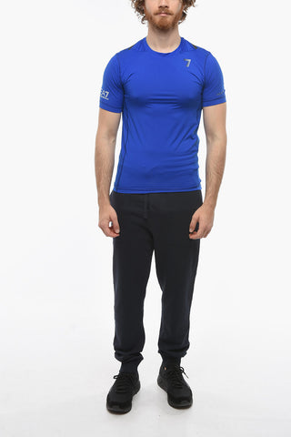 EMPORIO EA7 Technical Fabric Crew-neck T-shirt with Embossed Print