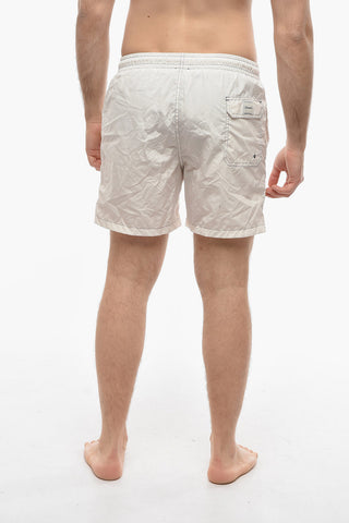 Solid Color Swim Shorts with Visible Stitching