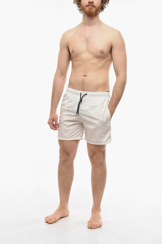 Solid Color Swim Shorts with Visible Stitching