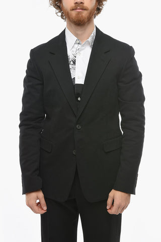 Blazer Monopetto con Logo Ricamato e Tasche ad Aletta