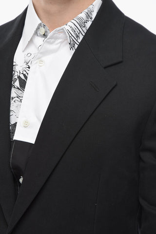 Blazer Monopetto con Logo Ricamato e Tasche ad Aletta