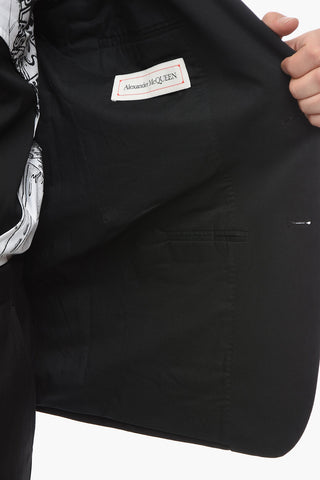 Blazer Monopetto con Logo Ricamato e Tasche ad Aletta