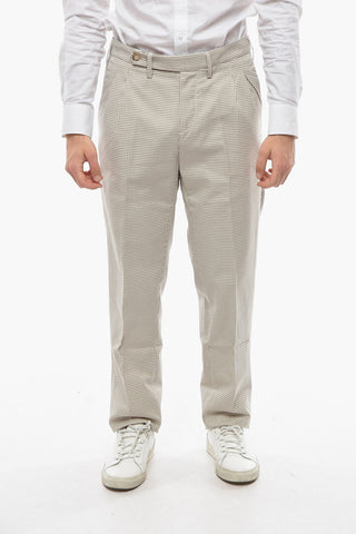 Pantaloni ROPPONGI a Doppia Pince con Motivo Pied-de-Poule
