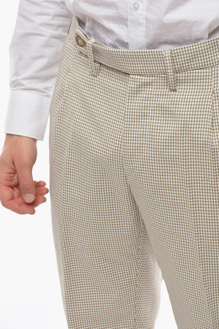 Pantaloni ROPPONGI a Doppia Pince con Motivo Pied-de-Poule
