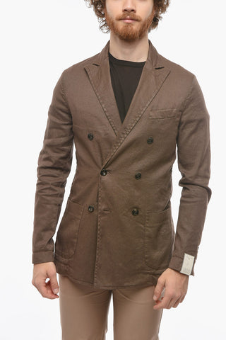 Double-breasted CHELSEA Linen Blend Blazer with Peak Lapel