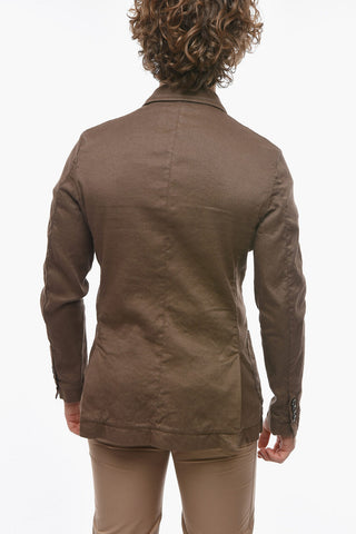 Double-breasted CHELSEA Linen Blend Blazer with Peak Lapel