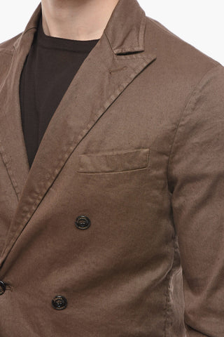 Double-breasted CHELSEA Linen Blend Blazer with Peak Lapel