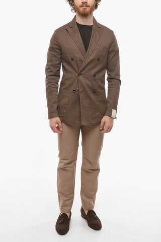 Double-breasted CHELSEA Linen Blend Blazer with Peak Lapel