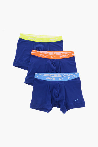 Set of 3 Solid-Color Boxers with Colored Elastic Waistband