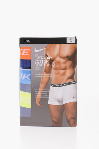 Set of 3 Solid-Color Boxers with Colored Elastic Waistband