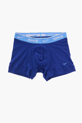 Set of 3 Solid-Color Boxers with Colored Elastic Waistband