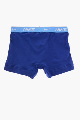 Set of 3 Solid-Color Boxers with Colored Elastic Waistband