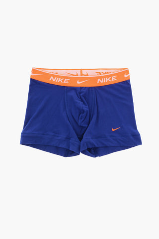 Set of 3 Solid-Color Boxers with Colored Elastic Waistband
