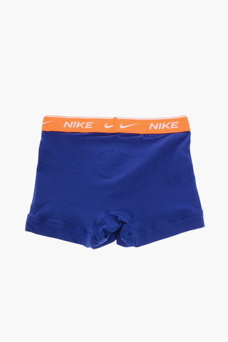 Set of 3 Solid-Color Boxers with Colored Elastic Waistband