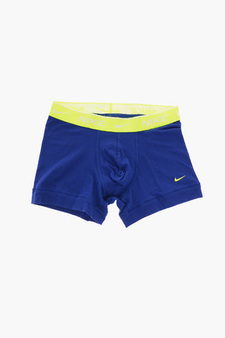 Set of 3 Solid-Color Boxers with Colored Elastic Waistband