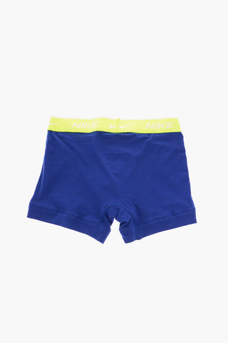 Set of 3 Solid-Color Boxers with Colored Elastic Waistband