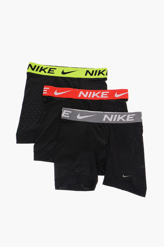 Set of 3 Solid-Color Boxers with Colored Elastic Band