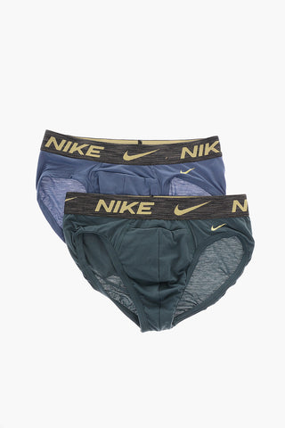 Set 2 Paia di Slip Stretch con Logo in Vita