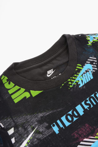 T-Shirt Girocollo con Stampa Logo all Over