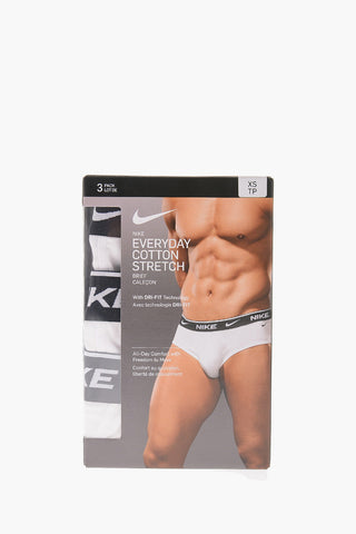 Set of 3 Stretch Cotton Briefs with Logoed Elastic Band