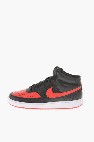 Sneakers COURT VISION MID in Pelle con Dettagli a Contrasto