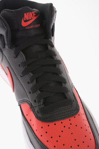 Sneakers COURT VISION MID in Pelle con Dettagli a Contrasto