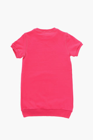 Shorts Sleeve Sweat Dress with Logo-Print on the Front