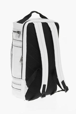 Patent Faux Leather TRATE Backpack with Contrasting Seams