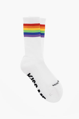 Cotton Blend Long Socks with Multicolor Detail