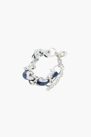 Metal A-TRIA Chain Bracelet with Denim Detail