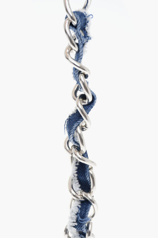 Metal A-TRIA Chain Bracelet with Denim Detail