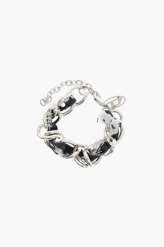 Metal A-TRIA Chain Bracelet with Denim Detail