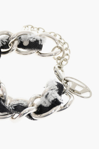 Metal A-TRIA Chain Bracelet with Denim Detail