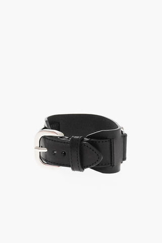 Leather A-PLAQUE Bracelet with Metal Logo