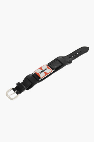 Leather A-PLAQUE Bracelet with Metal Logo