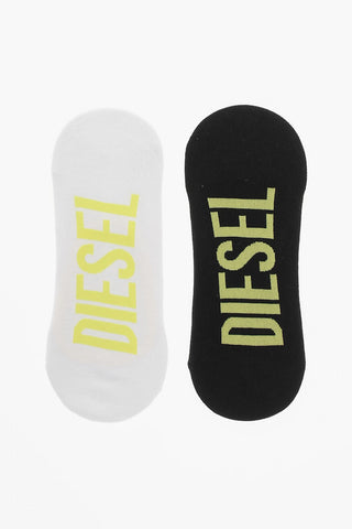 Set 2 Pairs of Cotton Blend No-Show Socks with Contrasting Logo