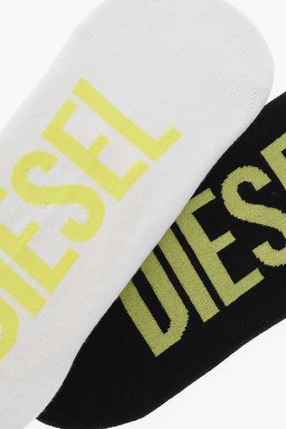 Set 2 Pairs of Cotton Blend No-Show Socks with Contrasting Logo