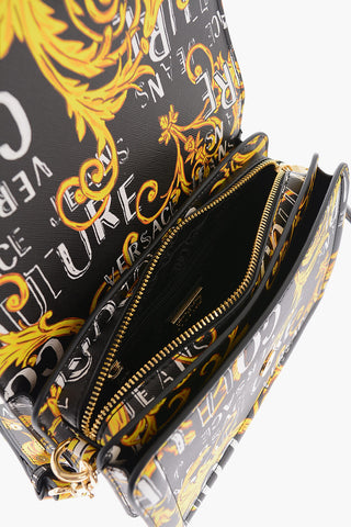 JEANS COUTURE Barockmuster-Tasche RANGE F aus Saffiano-Kunstleder mit dekorativer übergroßer goldener Schnalle