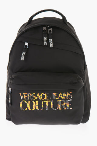 JEANS COUTURE Solid Color Backpack with Embossed Iconic Logo