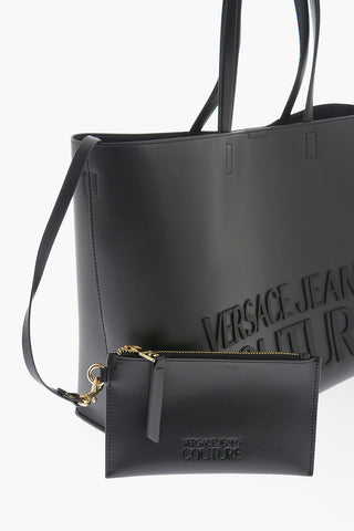 JEANS COUTURE Faux Leather Tote Bag with Embossed Logo