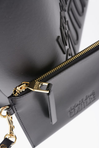 JEANS COUTURE Faux Leather Tote Bag with Embossed Logo