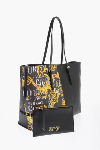 JEANS COUTURE Baroque Printed Faux Leather ROCK CUT Tote Bag