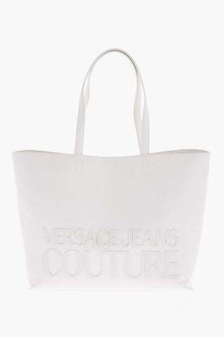 JEANS COUTURE Faux Leather Tote Bag with Maxi Embossed Logo