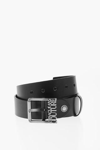 JEANS COUTURE Leather Belt With Shape Logo Buckle 40mm