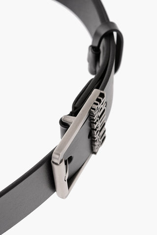 JEANS COUTURE Leather Belt With Shape Logo Buckle 40mm