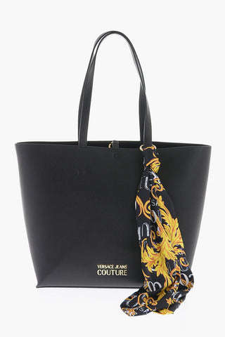 JEANS COUTURE Saffiano Faux Leather RANGE A THELMA Maxi Tote Bag with Embellished Baroque Print Neckerchief