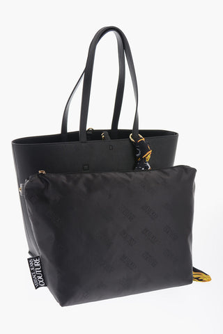 JEANS COUTURE Saffiano Faux Leather RANGE A THELMA Maxi Tote Bag with Embellished Baroque Print Neckerchief